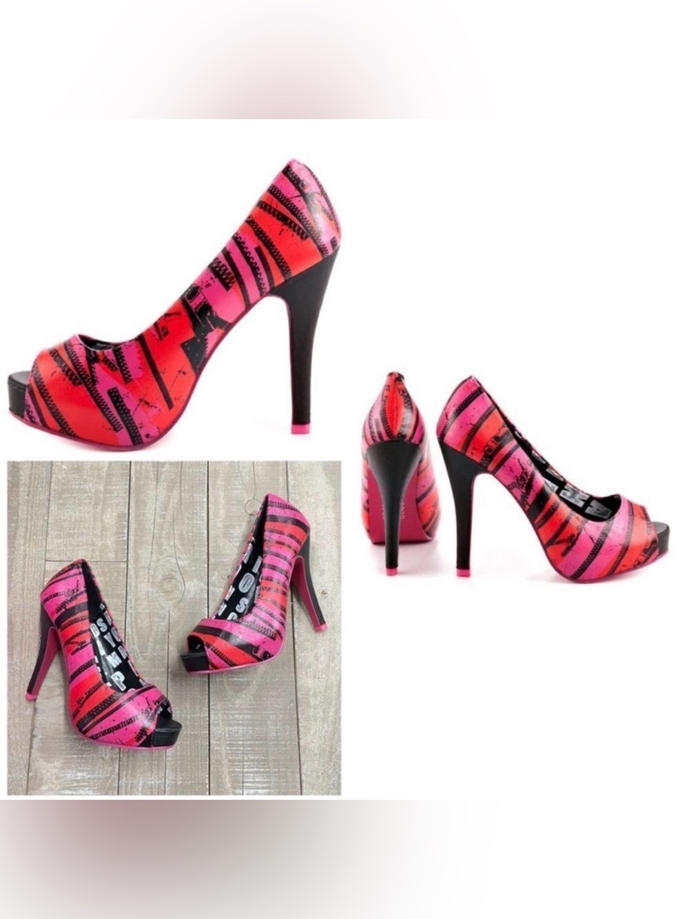 Abbey Dawn Zip It Peep Toe Platform Heel